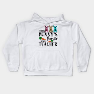 Every Bunny's Favorite Math Teacher Leopard Buffalo Bunny Easter Day Kids Hoodie